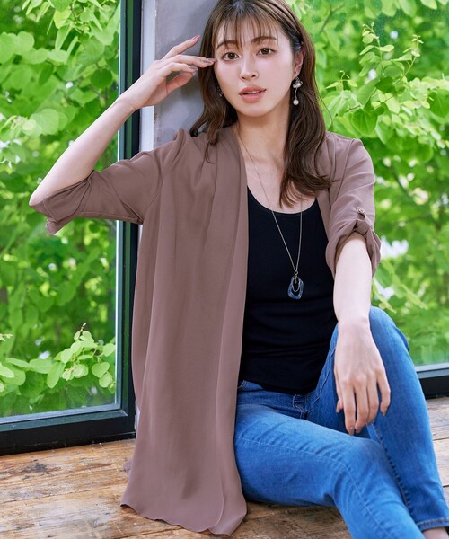 Tiaclasse カーディガン 「洗える」シフォンドレープカーディガン