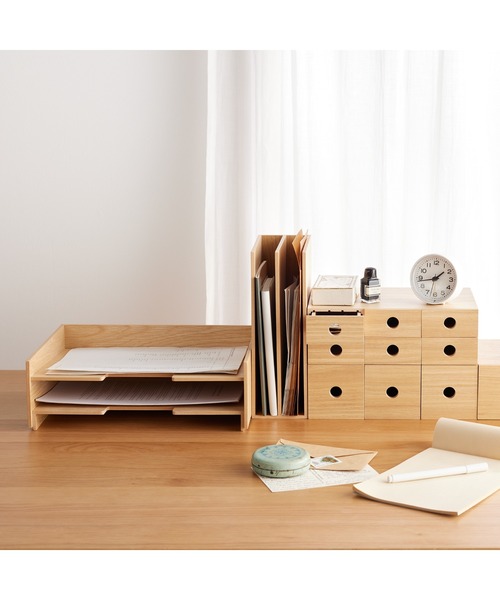 無印良品（MUJI） 収納 木製書類整理トレー A4・2段 約幅32×奥行