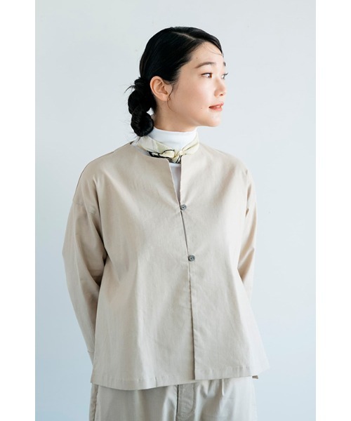 D ジャケット ノーカラージャケット ストレッチライトキャンバス