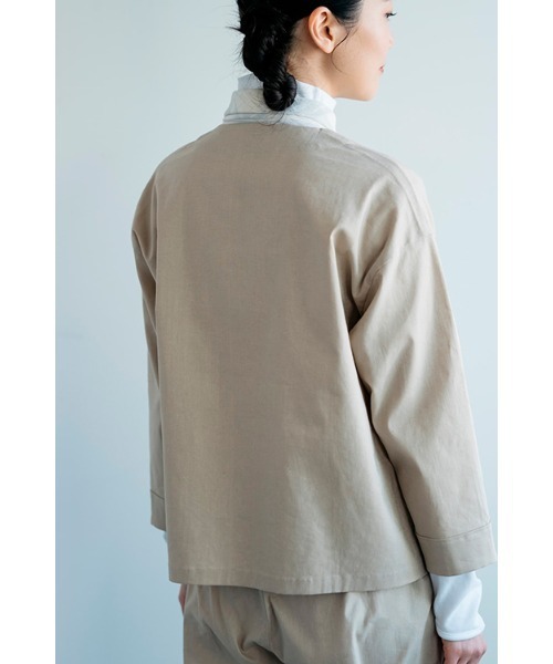 D ジャケット ノーカラージャケット ストレッチライトキャンバス