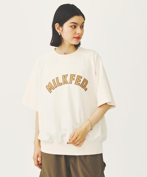 ミルクフェド MILKFED. RAGLAN SLEEVE S/S TOP 半袖スウェット Tシャツ カットソー ロゴ オーバーサイズ シンプル 着やすい 大人 人気 レディース ブランド 正規 楽天市場】ミルクフェド MILKFED. RAGLAN SLEEVE S/S TOP 半袖