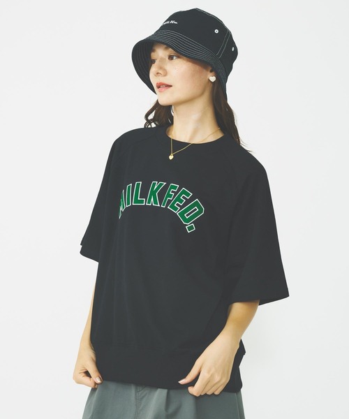 ミルクフェド MILKFED. RAGLAN SLEEVE S/S TOP 半袖スウェット Tシャツ カットソー ロゴ オーバーサイズ シンプル 着やすい 大人 人気 レディース ブランド 正規 楽天市場】ミルクフェド MILKFED. RAGLAN SLEEVE S/S TOP 半袖
