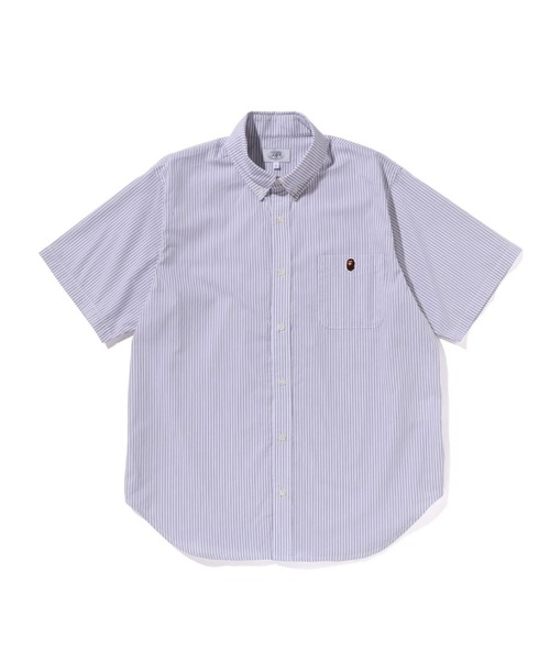 A BATHING APE シャツ ONE POINT STRIPE BD SHIRT メンズ