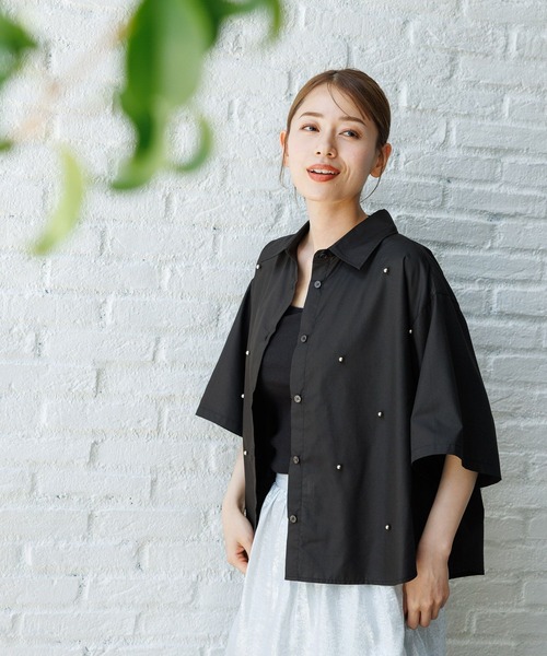 「Maglie le cassetto」 半袖ブラウス 9号 ブラック レディース M Maglie le cassetto×冨張愛》甘モードな