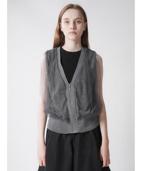 ベスト ジレ TULLE DOCKING KNIT VEST レディース ベスト ジレ TULLE DOCKING KNIT VEST レディース : ZOZOTOWN