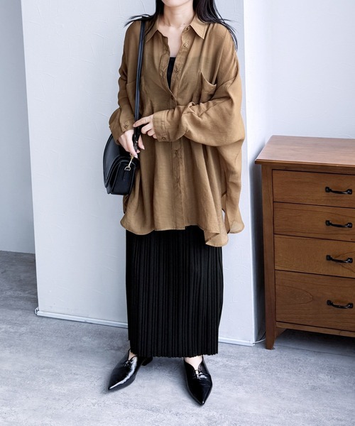 ◆新品◆1.4万◆ヤマダヤ◆大きいサイズ感◆シアードルマンブラウス◆ベージュ◆M reca（レカ） ブラウス シャツ シアードルマンシャツ レディース