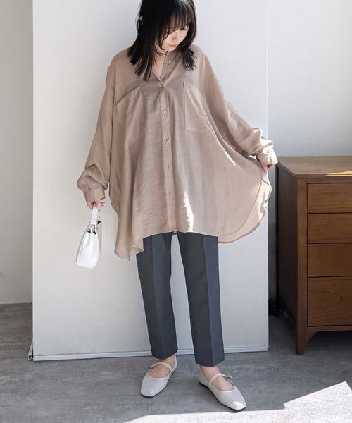 ◆新品◆1.4万◆ヤマダヤ◆大きいサイズ感◆シアードルマンブラウス◆ベージュ◆M reca（レカ） ブラウス シャツ シアードルマンシャツ レディース