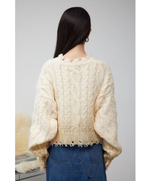 AZUL BY MOUSSY（アズールバイマウジー） ニット セーター ダメージ箔