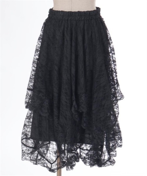 axes femme スカート ペチ付イレヘムレーススカート : ZOZOTOWN