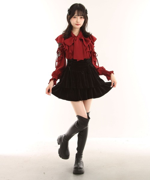 Lilymel（リリメル） ブラウス シャツ ショルダーレースフリルリボン