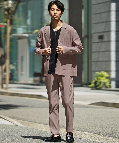 セットアップ カッチリ素材スマートセットアップ メンズ ルーズシルエット 上下セット 大きいサイズ 春服 メンズ_16