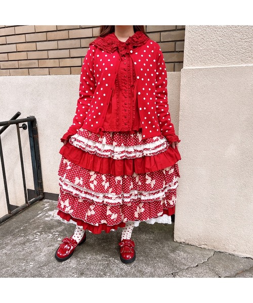 PINK HOUSE（ピンクハウス） スカート 水玉りぼんプリントパッチワーク