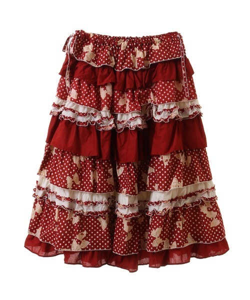 PINK HOUSE（ピンクハウス） スカート 水玉りぼんプリントパッチワーク