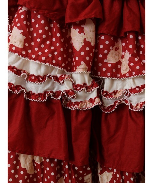 PINK HOUSE（ピンクハウス） スカート 水玉りぼんプリントパッチワーク