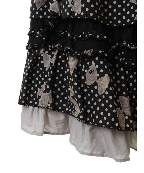 PINK HOUSE（ピンクハウス） スカート 水玉りぼんプリントパッチワーク