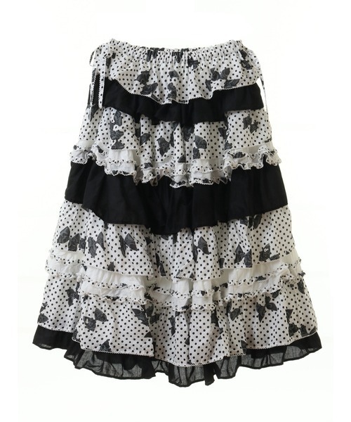 PINK HOUSE（ピンクハウス） スカート 水玉りぼんプリントパッチワーク
