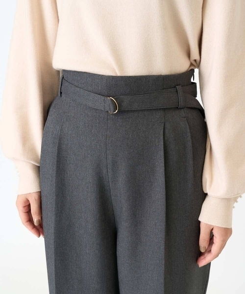 美品✨️ebure ビスウールベルテッドパンツ 36 エブール　ブラック a.v.v（アー・ヴェ・ヴェ） パンツ 「洗える/毛玉になりにくい」ウール