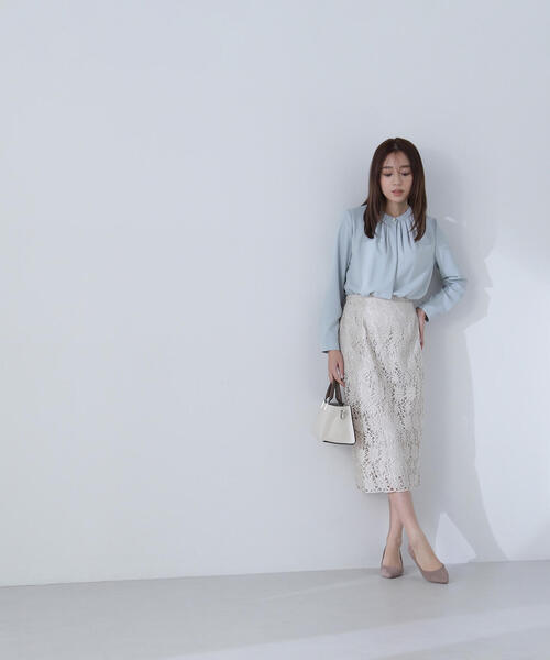アナイペイズリーケミカルレースタイトスカート36美品 ANAYI（アナイ）の「ペイズリーケミカルレースタイト スカート