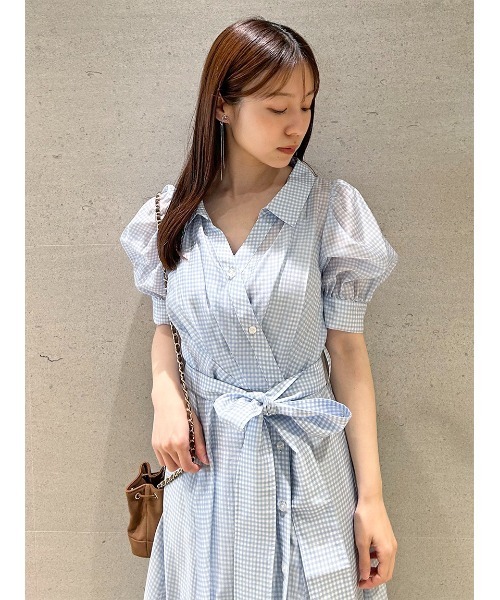 Mystrada ストライプ カシュクールシャツワンピース 泉里香