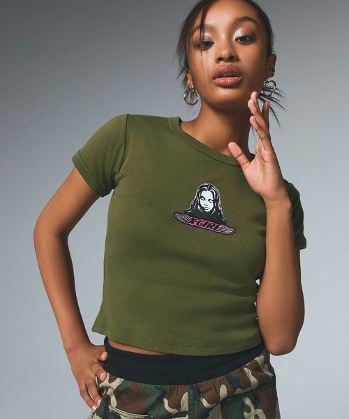 tシャツ ANGEL FACE PATCH S/S BABY TEE レディース