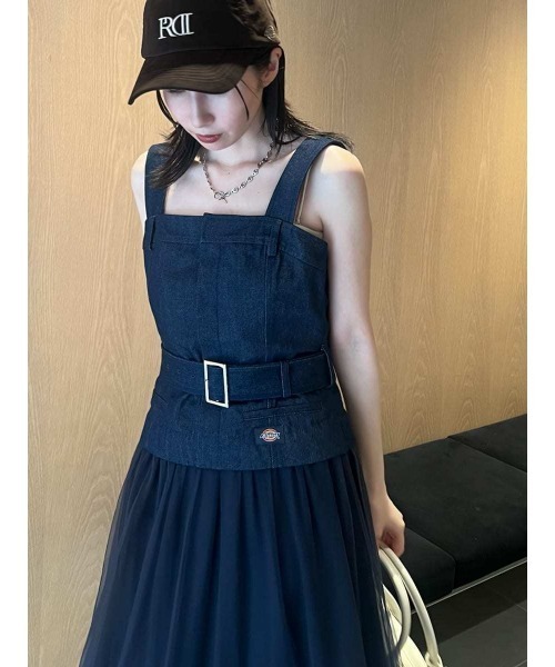 Fray idフレイアイディー Dickiesチュールコンビジャンパードレス新品 FRAY I.D｜Dickies】チュールコンビジャンパードレス（ドレス