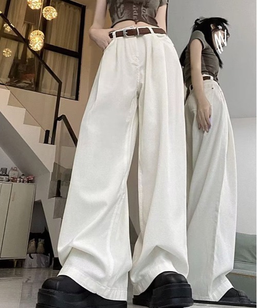 ワイドパンツ ジーンズ デニム デニムパンツ ハイウエスト ワイド