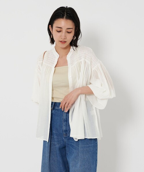 BEAUTY&YOUTH UNITED ARROWS◆長袖ブラウス/--/コットン/GRY/1611-162-1723 BEAUTY&YOUTH UNITED ARROWS｜コットンリネン スキッパー