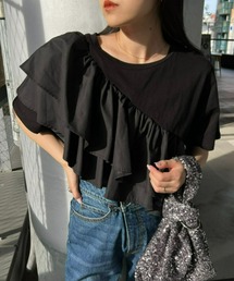 tシャツ 「二の腕カバー」アシメフリルデザインカットソー レディース｜ZOZOTOWN Yahoo!店