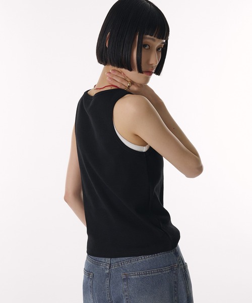 MUHET タンクトップ ノースリーブ layered like tank top with