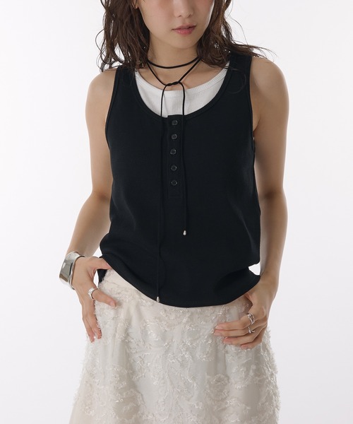 MUHET タンクトップ ノースリーブ layered like tank top with