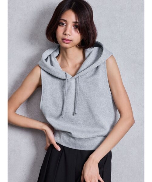 tシャツ GG GLITTERノースリショートスウェットパーカー レディース