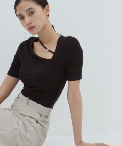 tシャツ 「determ/デターム」別注NECK STRAP TOPS/ネックストラップトップス/カットソー レディース