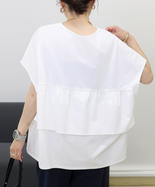 tシャツ ソロナキーネックバックフリルプルオーバー レディース