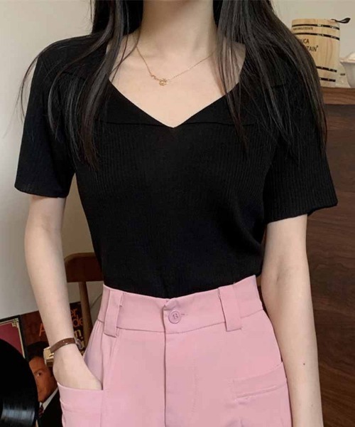 shoppinggo tシャツ ニット レディース 半袖 襟付きニット 半袖