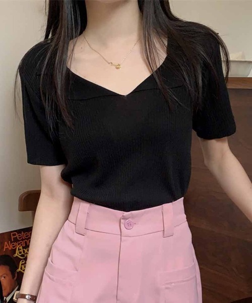 shoppinggo tシャツ ニット レディース 半袖 襟付きニット 半袖