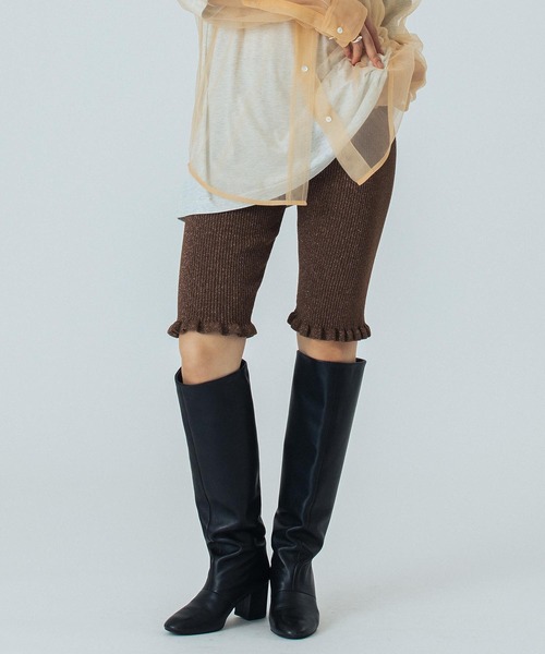 ローズバッド（ROSE BUD）/CREOLME/LAME KNIT HALF PANTS ROSE BUD（ローズバッド） パンツ (CREOLME)LAME KNIT HALF PANTS