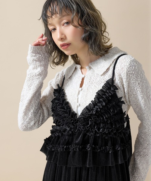 en CAnAF ワンピース 「重ねるだけでコーデが華やぐ」ベロアメッシュ