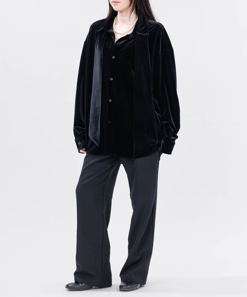 未使用タグ付き MARK&LONA ベロア シャツ チャーム付き 50/XL 黒 JOHN'S CLOSET（ジョンズクローゼット） シャツ 「a」JOHN'S CLOSET