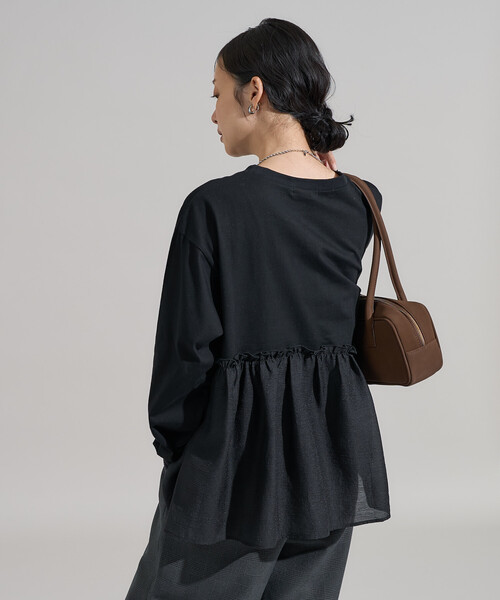 エッセンシャル　tシャツ メリルドッキングプルオーバー新品送料込ブラック mt10441- Tricot Waffle Jersey T-shirt ワッフルTシャツ(AG06-014scg