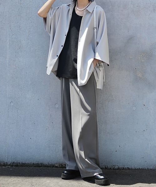 「Loose/ルース」 半袖シャツ L ライトグレー メンズ_画像8