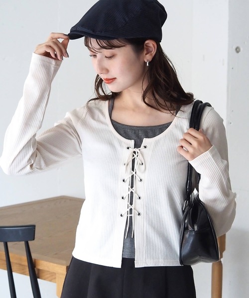 tiptop（ティップトップ） tシャツ レースアップレイヤード長袖プル