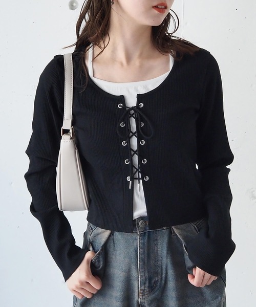 tiptop（ティップトップ） tシャツ レースアップレイヤード長袖プル