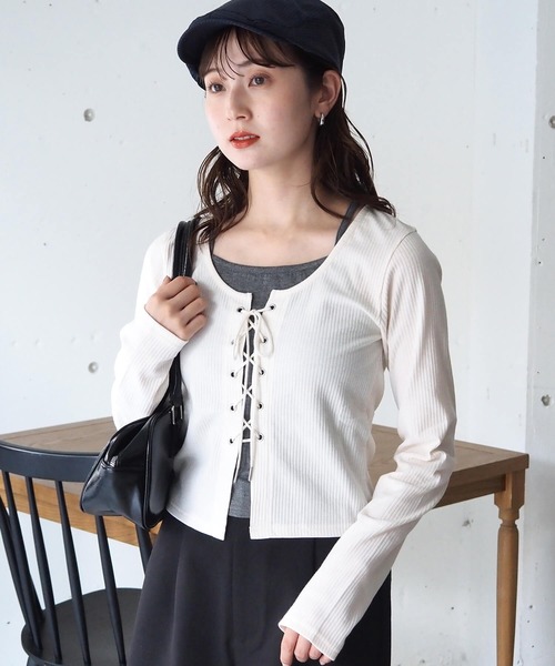 tiptop（ティップトップ） tシャツ レースアップレイヤード長袖プル