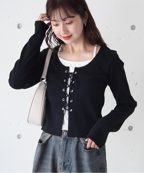 archiveレースアップレイヤード 長袖カットソー vkei y2k お兄系 tiptop（ティップトップ） tシャツ レースアップレイヤード長袖プル