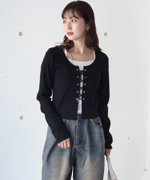 tiptop（ティップトップ） tシャツ レースアップレイヤード長袖プル