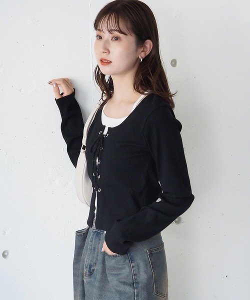 tiptop（ティップトップ） tシャツ レースアップレイヤード長袖プル