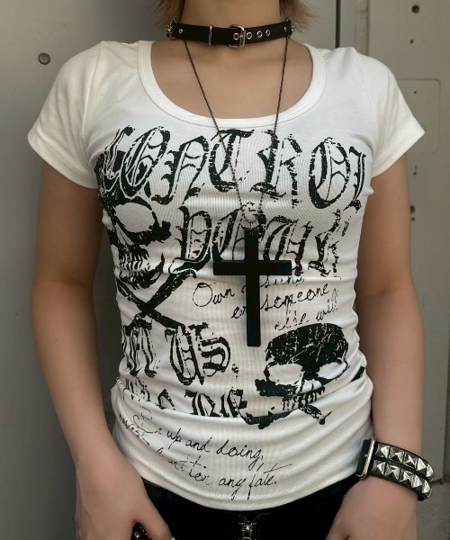 「XU」 半袖Tシャツ ONE SIZE ホワイト レディース_画像7