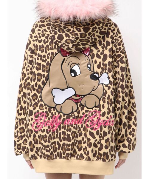 ジェイダGYDA×GALFYbijoulogo leopard BIG パーカー GALFY（ガルフィー） パーカー GYDA×GALFY bijou logo leopard BIG