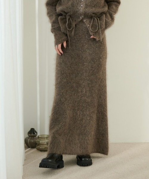 ロング スカート mohair mermaid long knit skirt /モヘアマーメイド