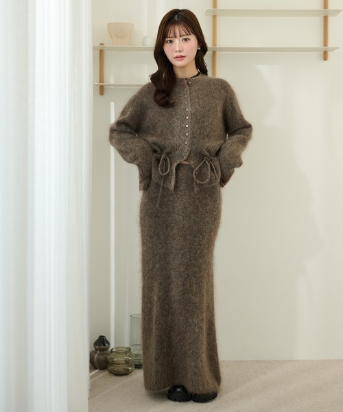 モヘアローゲージハンドニット&amp;ラインロングスカート スカート mohair mermaid long knit skirt /モヘアマーメイドロング
